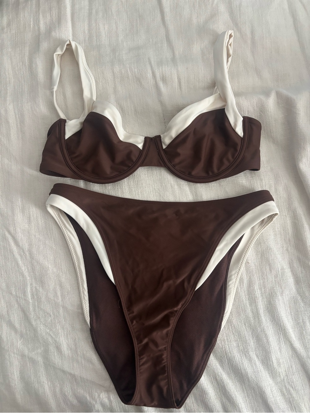 Abercrombie & Fitch Brown and Cream Bikini Set